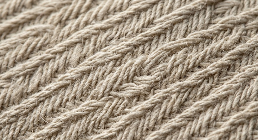 Macro close-up of 2/1 right-hand cotton twill weave displaying diagonal wale ridges and yarn floats that lower bending rigidity for enhanced drape.